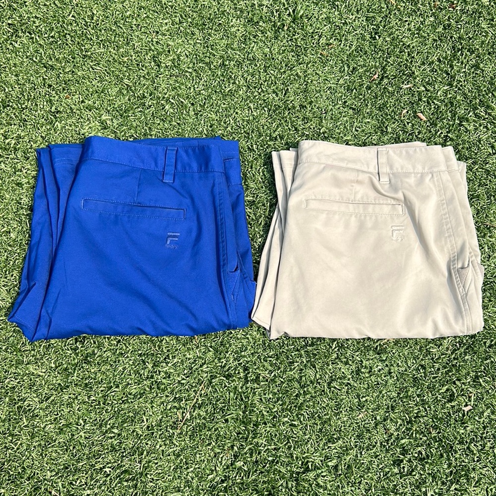 2 Pair Fila Sport Golf Pants - Blue and Tan Men’s Size 32